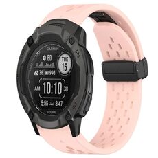 Per cinturino in silicone Garmin Instinct 2X Solar da 26 mm con foro per fibbia pieghevole (rosa)