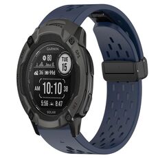 Per cinturino in silicone Garmin Instinct 2X Solar da 26 mm con foro per fibbia pieghevole (blu notte)