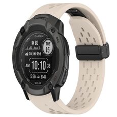 Per cinturino in silicone Garmin Instinct 2X Solar da 26 mm con foro per fibbia pieghevole (colore Starlight)