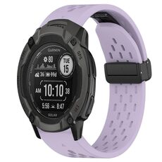 Per cinturino in silicone Garmin Instinct 2X Solar da 26 mm con foro per fibbia pieghevole (viola)