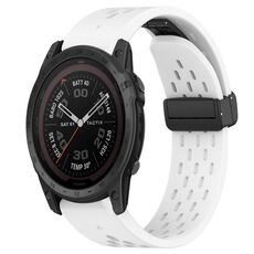 Per cinturino in silicone con foro per fibbia pieghevole Garmin Tactix 7 Pro da 26 mm (bianco)