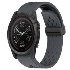 Per cinturino in silicone con foro per fibbia pieghevole Garmin Tactix 7 Pro da 26 mm (grigio scuro)