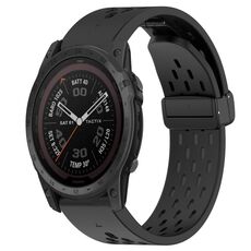 Per cinturino in silicone con foro per fibbia pieghevole Garmin Tactix 7 Pro da 26 mm (nero)