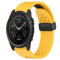Per cinturino in silicone con foro per fibbia pieghevole Garmin Tactix 7 Pro da 26 mm (giallo)