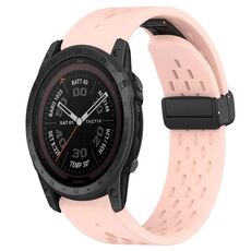 Per cinturino in silicone con foro per fibbia pieghevole Garmin Tactix 7 Pro da 26 mm (rosa)