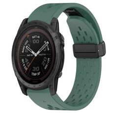 Per cinturino in silicone con foro per fibbia pieghevole Garmin Tactix 7 Pro da 26 mm (verde scuro)