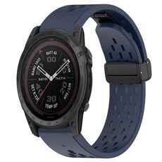 Per cinturino in silicone con foro per fibbia pieghevole Garmin Tactix 7 Pro da 26 mm (blu notte)