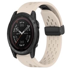 Per cinturino in silicone con foro per fibbia pieghevole Garmin Tactix 7 Pro da 26 mm (colore Starlight)
