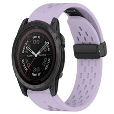 Per cinturino in silicone con foro per fibbia pieghevole Garmin Tactix 7 Pro da 26 mm (viola)