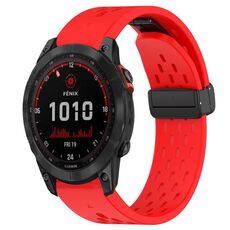 Per cinturino in silicone Garmin Fenix 7X Solar da 26 mm con foro per fibbia pieghevole (rosso)