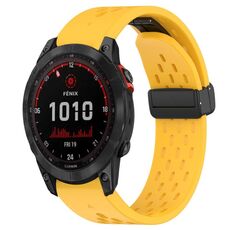 Per cinturino in silicone Garmin Fenix 7X Solar da 26 mm con foro per fibbia pieghevole (giallo)