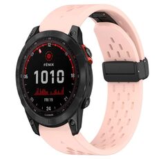 Per cinturino in silicone Garmin Fenix 7X Solar da 26 mm con foro fibbia pieghevole (rosa)