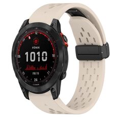 Per cinturino in silicone Garmin Fenix 7X Solar da 26 mm con foro per fibbia pieghevole (colore Starlight)