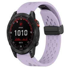 Per cinturino in silicone Garmin Fenix 7X Solar da 26 mm con foro per fibbia pieghevole (viola)