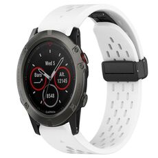 Per cinturino in silicone Garmin Fenix 5X Sapphire da 26 mm con foro per fibbia pieghevole (bianco)