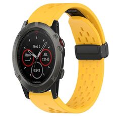 Per cinturino in silicone Garmin Fenix 5X Sapphire da 26 mm con foro per fibbia pieghevole (giallo)