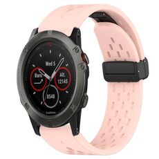 Per cinturino in silicone Garmin Fenix 5X Sapphire da 26 mm con foro per fibbia pieghevole (rosa)