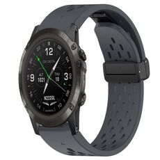 Per cinturino in silicone Garmin D2 Delta PX 26 mm con foro fibbia pieghevole (grigio scuro)