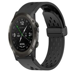 Per cinturino in silicone Garmin D2 Delta PX da 26 mm con foro per fibbia pieghevole (nero)