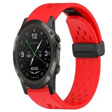 Per cinturino in silicone Garmin D2 Delta PX da 26 mm con foro per fibbia pieghevole (rosso)