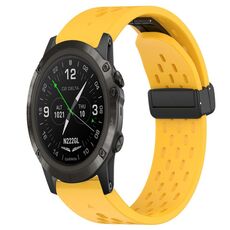 Per cinturino in silicone Garmin D2 Delta PX da 26 mm con foro per fibbia pieghevole (giallo)