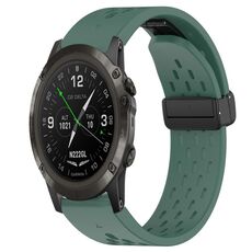 Per cinturino in silicone Garmin D2 Delta PX da 26 mm con foro per fibbia pieghevole (verde scuro)