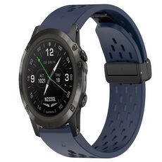 Per cinturino in silicone Garmin D2 Delta PX da 26 mm con foro per fibbia pieghevole (blu notte)