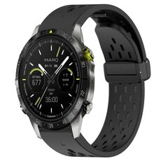 Per cinturino in silicone con fibbia magnetica per Garmin Epix Pro Gen 2 47 mm con fori a sgancio rapido (nero)