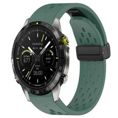 Per cinturino in silicone con fibbia magnetica per Garmin Epix Pro Gen 2 47 mm con fori a sgancio rapido (verde scuro)