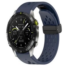 Per cinturino in silicone con fibbia magnetica per Garmin Epix Pro Gen 2 47 mm con fori a sgancio rapido (blu scuro)