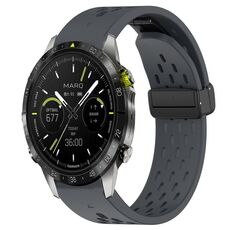 Per cinturino in silicone con fibbia magnetica per Garmin Epix Pro Gen 2 47 mm con fori a sgancio rapido (grigio scuro)