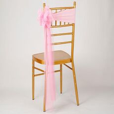 Hotel Wedding Organza Schienale con lacci per sedia Sedile con fiori Decorazioni in filato Tulle Schienale per sedia Fiocchi (Rosa)