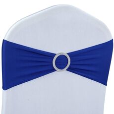 Schienale per sedia elastico senza lacci Coprisedia con fiocco floreale Decorazione del sedile Cravatte Forniture per matrimoni in hotel (blu zaffiro)
