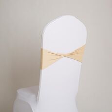 Cerchio elastico senza fibbia, 13 x 70 cm, con fiore sullo schienale della sedia, senza fiocco, decorazione per lo schienale della sedia per banchetti nuziali (Champagne)