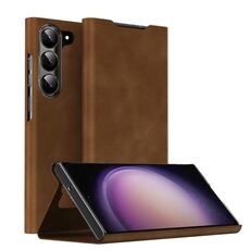 Custodia per telefono in pelle magnetica Napa Texture per Samsung Galaxy S23 5G con supporto (marrone)