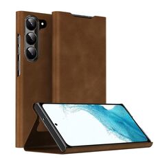 Custodia per telefono in pelle magnetica Napa Texture per Samsung Galaxy S22 5G con supporto (marrone)