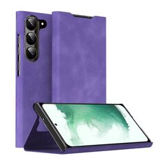 Custodia per telefono in pelle magnetica Napa Texture per Samsung Galaxy S22+ 5G con supporto (viola)