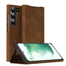 Custodia per telefono in pelle magnetica Napa Texture per Samsung Galaxy S22+ 5G con supporto (marrone)