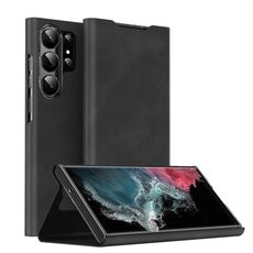 Custodia per telefono in pelle magnetica Napa Texture per Samsung Galaxy S22 Ultra 5G con supporto (nero)