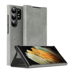Per Samsung Galaxy S21 Ultra 5G Custodia magnetica in pelle Napa Texture con supporto (grigio)