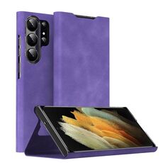 Custodia per telefono in pelle magnetica Napa Texture per Samsung Galaxy S21 Ultra 5G con supporto (viola)