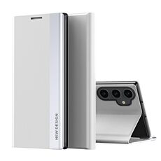 Per Samsung Galaxy M34 5G Custodia per telefono in pelle ad adsorbimento elettrolitico laterale (bianco semplice ed elegante)