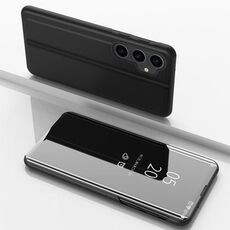 Custodia per telefono in pelle con vibrazione orizzontale a specchio placcato per Samsung Galaxy M34 5G con supporto (nero)