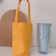 Borsa da caffè portatile per tazza d'acqua Copertura per tazza in tela tinta unita con isolamento termico esterno, Specifica: Palmare (Giallo)