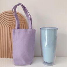 Borsa da caffè portatile per tazza d'acqua Copertura per tazza in tela tinta unita con isolamento termico esterno, Specifica: Palmare (Viola chiaro)