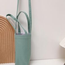 Borsa da caffè portatile per tazza d'acqua Copertura per tazza in tela tinta unita per isolamento termico esterno, specificazione: tracolla (verde fagiolo)