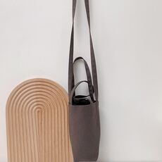 Borsa da caffè portatile per tazza d'acqua Copertura per tazza in tela tinta unita per isolamento termico esterno, specificazione: tracolla (grigio scuro)