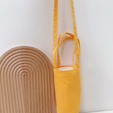 Borsa da caffè portatile per tazza d'acqua Copertura per tazza in tela tinta unita con isolamento termico esterno, Specifica: Borsa a tracolla (Giallo)