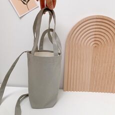 Borsa da caffè portatile per tazza d'acqua Copertura per tazza in tela tinta unita con isolamento termico esterno, specificazione: tracolla (grigio chiaro)