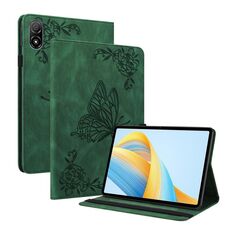 Custodia per tablet in pelle goffrata fiore farfalla per Honor Pad V8 Pro (verde)